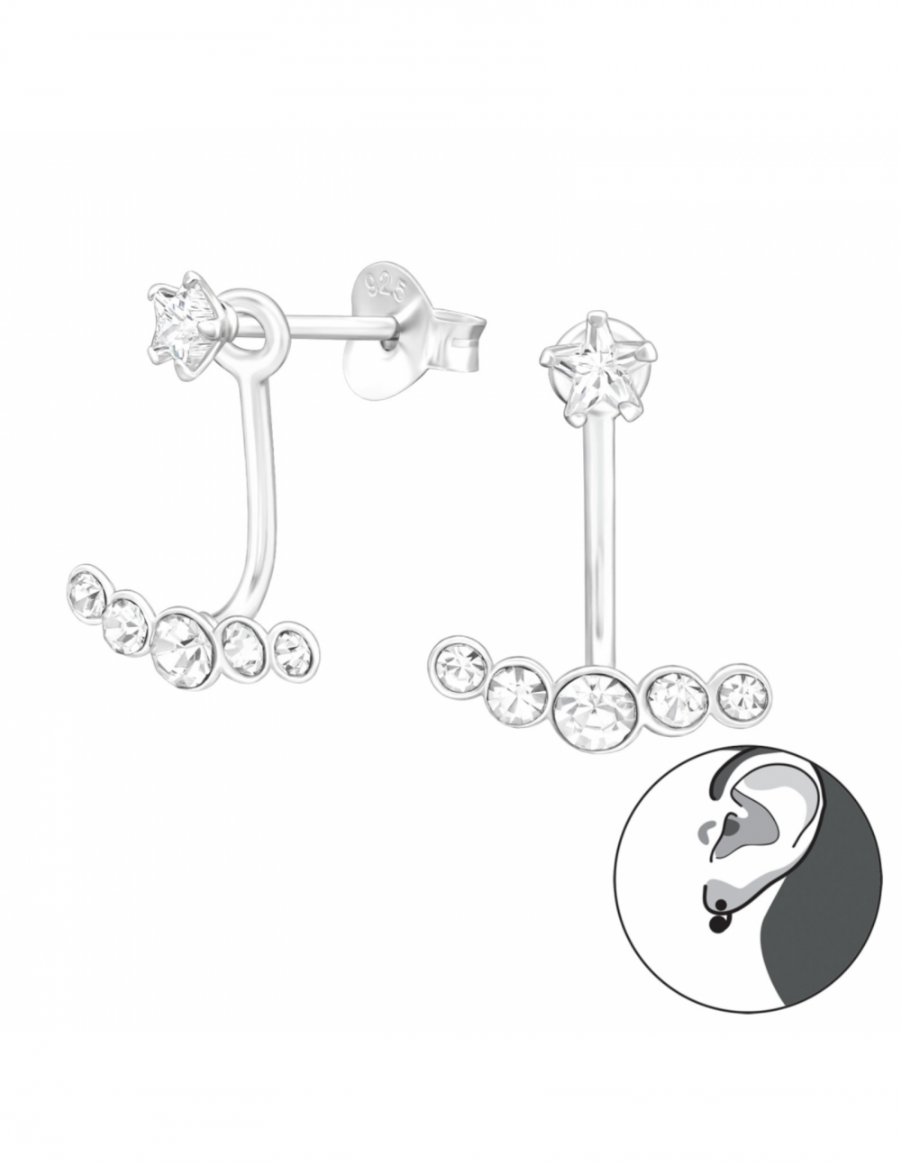 Aros de plata de estrella y...