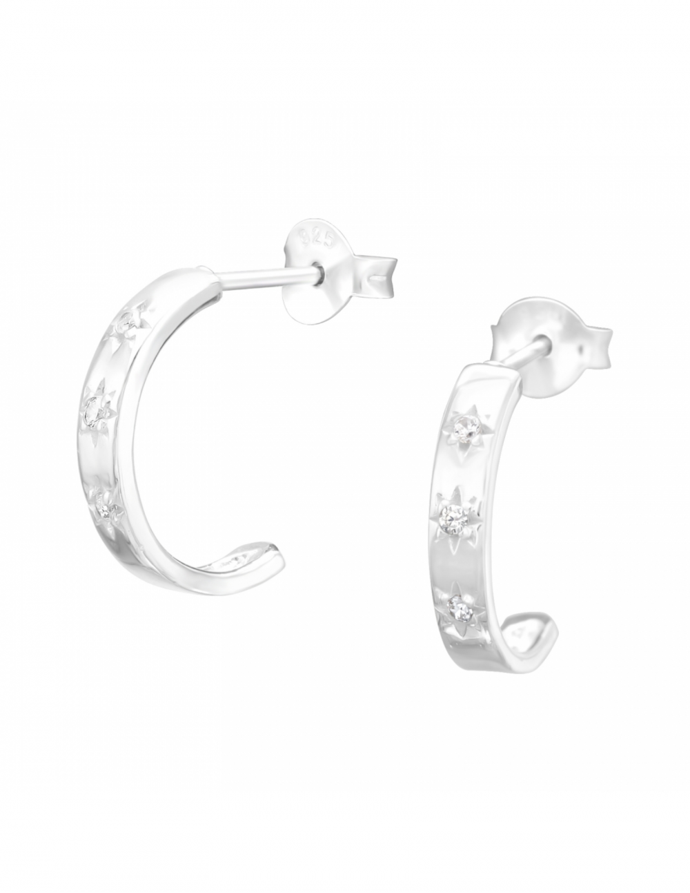 Semi argollas de plata con...